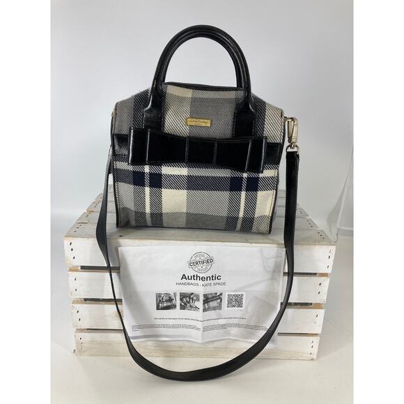 KATE SPADE WOOL PLAID WOMENS LARGE CROSSBODY BAG - Picture 2 of 16